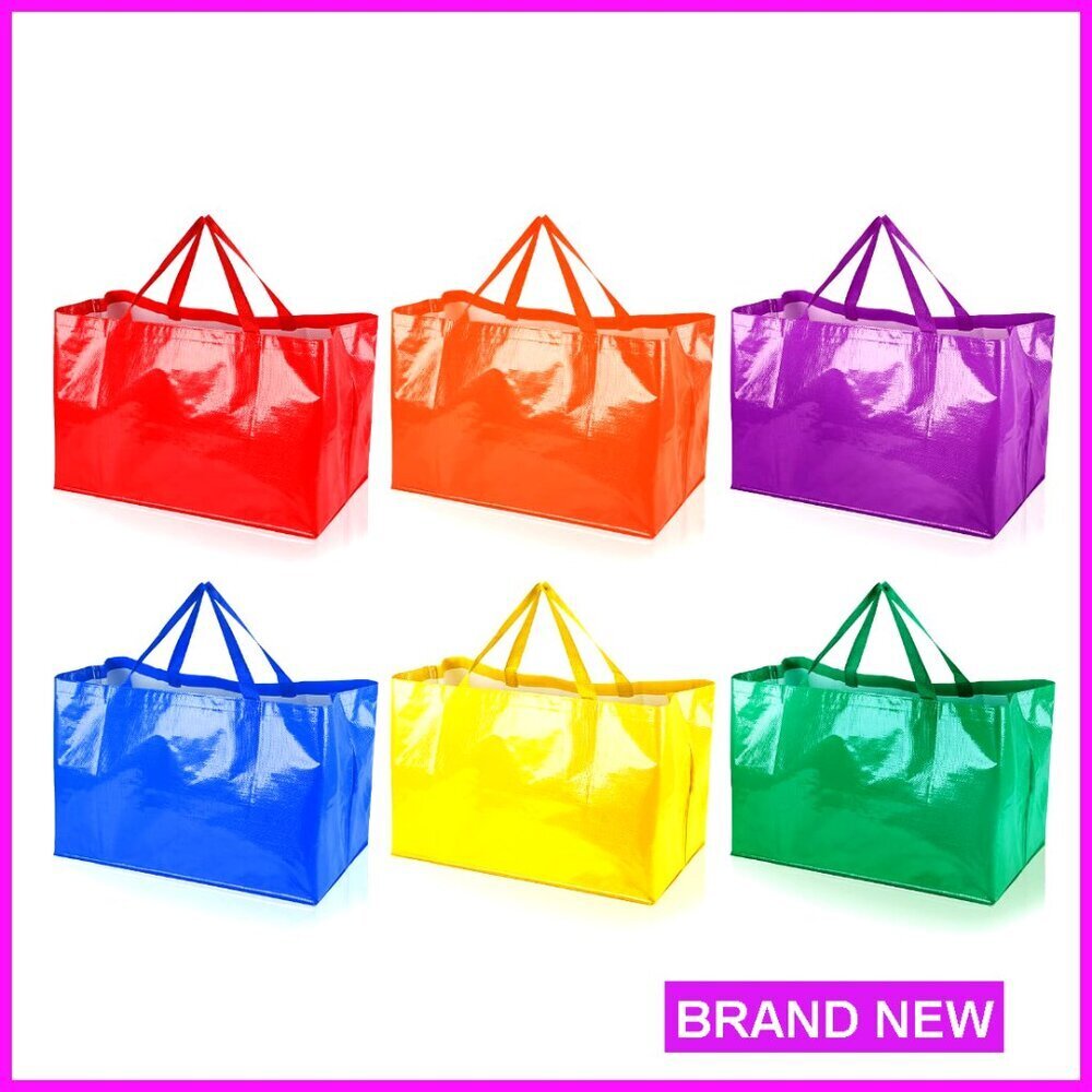 Extra Large Reusable Shopping Grocery Tote Bags Waterproof Woven Plastic